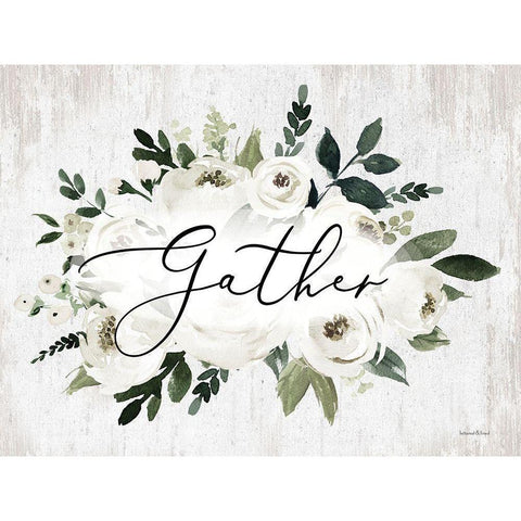Gather White Modern Wood Framed Art Print by lettered And lined