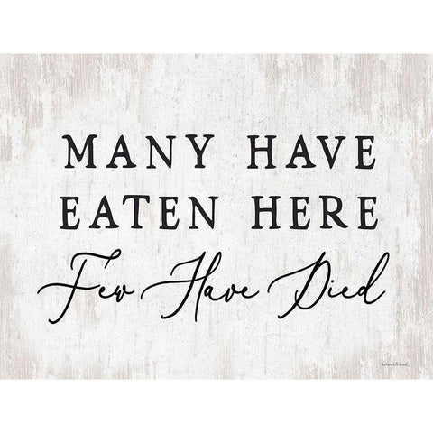 Many Have Eaten Here White Modern Wood Framed Art Print by lettered And lined