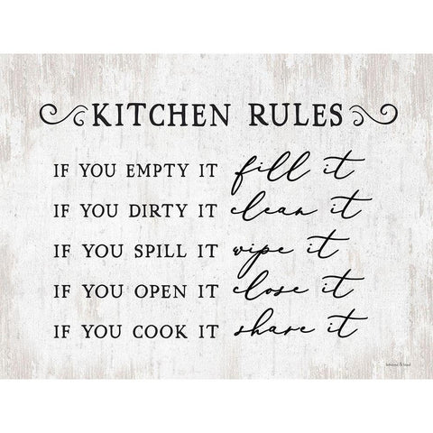 Kitchen Rules Black Modern Wood Framed Art Print with Double Matting by lettered And lined
