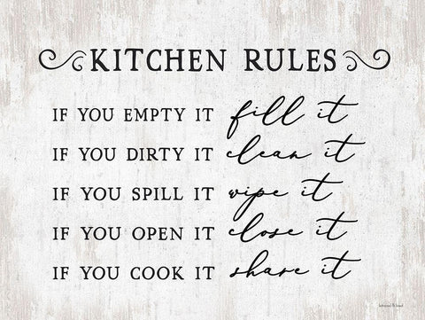 Kitchen Rules White Modern Wood Framed Art Print with Double Matting by lettered And lined