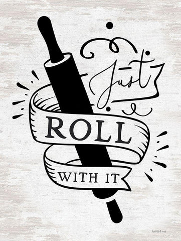Just Roll With It White Modern Wood Framed Art Print with Double Matting by lettered And lined