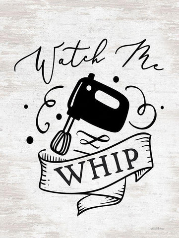 Watch Me Whip White Modern Wood Framed Art Print with Double Matting by lettered And lined