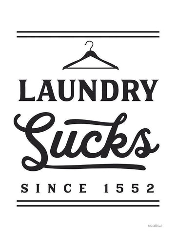 Laundry Sucks White Modern Wood Framed Art Print with Double Matting by lettered And lined