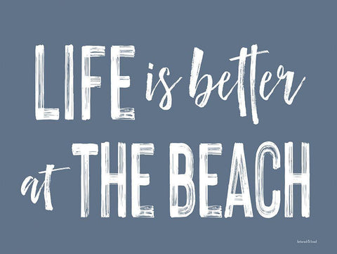 Life is Better at the Beach Black Ornate Wood Framed Art Print with Double Matting by Lettered And Lined