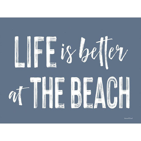 Life is Better at the Beach Black Modern Wood Framed Art Print with Double Matting by Lettered And Lined