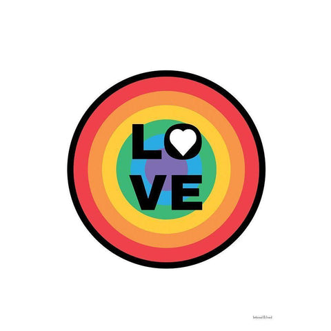 Rainbow Love Circle White Modern Wood Framed Art Print by lettered And lined