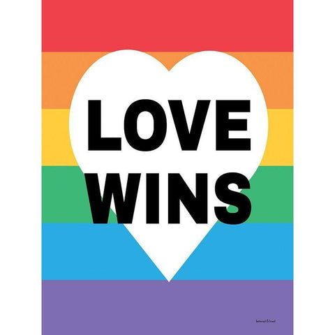 Rainbow Love Wins Black Modern Wood Framed Art Print with Double Matting by lettered And lined