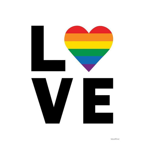 Rainbow Love Heart Black Modern Wood Framed Art Print by lettered And lined