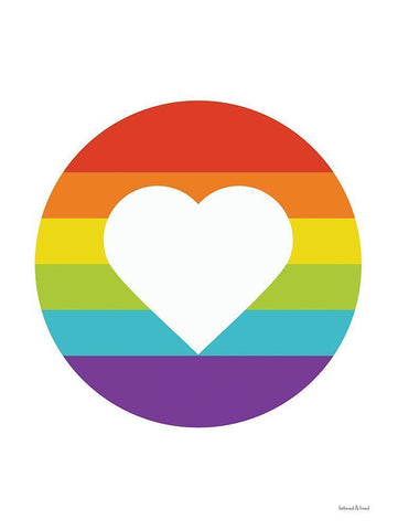 Rainbow Heart White Modern Wood Framed Art Print with Double Matting by lettered And lined