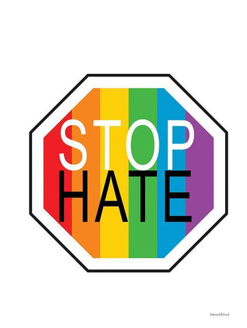 Rainbow Stop Hate Black Ornate Wood Framed Art Print with Double Matting by lettered And lined