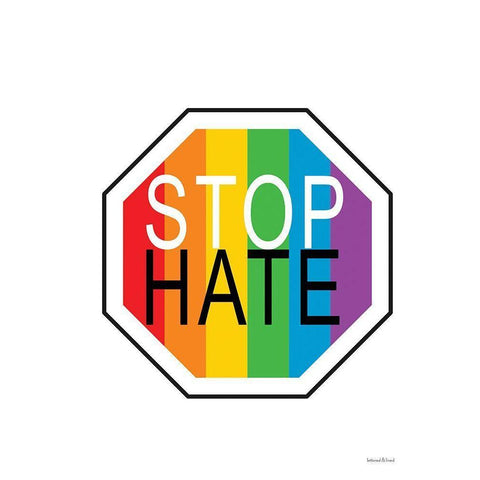 Rainbow Stop Hate Gold Ornate Wood Framed Art Print with Double Matting by lettered And lined