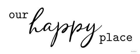 Our Happy Place Black Ornate Wood Framed Art Print with Double Matting by Lettered and Lined