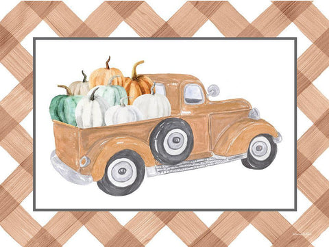 Autumn Haul White Modern Wood Framed Art Print with Double Matting by Lettered And Lined