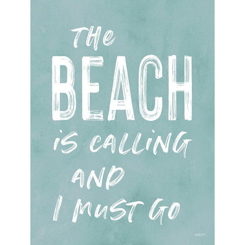The Beach is Calling Black Modern Wood Framed Art Print with Double Matting by Lettered and Lined