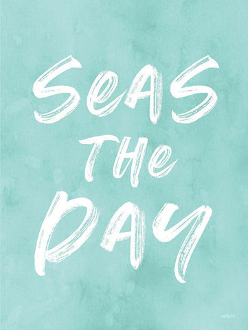 Seas the Day Black Ornate Wood Framed Art Print with Double Matting by Lettered and Lined