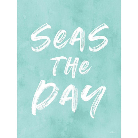 Seas the Day Black Modern Wood Framed Art Print with Double Matting by Lettered and Lined