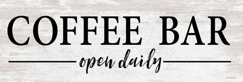 Coffee Bar Open Daily    Black Ornate Wood Framed Art Print with Double Matting by Lettered And Lined