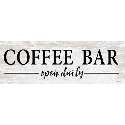 Coffee Bar Open Daily    Gold Ornate Wood Framed Art Print with Double Matting by Lettered And Lined