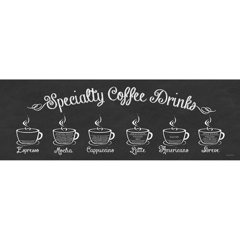 Specialty Coffee Drinks White Modern Wood Framed Art Print by Lettered And Lined