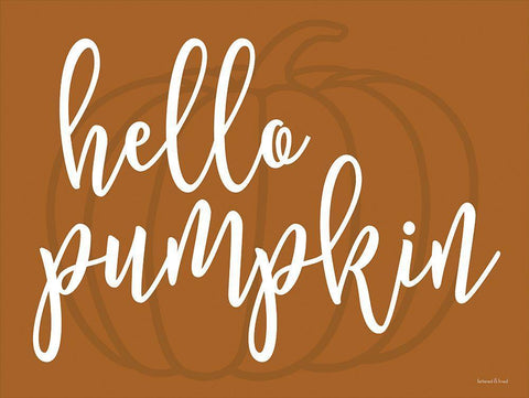 Hello Pumpkin White Modern Wood Framed Art Print with Double Matting by Lettered and Lined