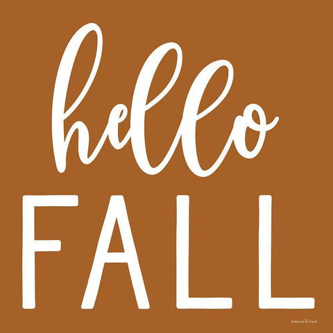 Hello Fall Black Ornate Wood Framed Art Print with Double Matting by Lettered and Lined
