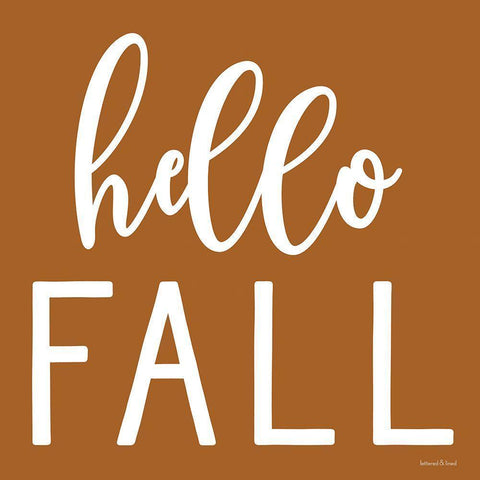Hello Fall Black Modern Wood Framed Art Print by Lettered and Lined