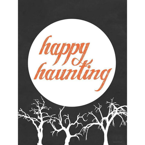 Happy Haunting Gold Ornate Wood Framed Art Print with Double Matting by Lettered and Lined