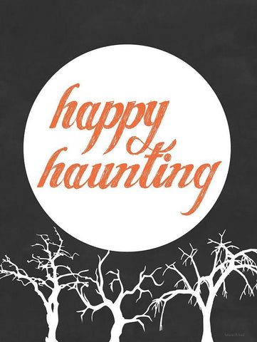 Happy Haunting Black Ornate Wood Framed Art Print with Double Matting by Lettered and Lined