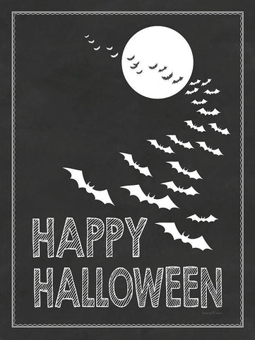 Happy Halloween White Modern Wood Framed Art Print with Double Matting by Lettered and Lined
