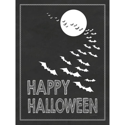 Happy Halloween Black Modern Wood Framed Art Print by Lettered and Lined