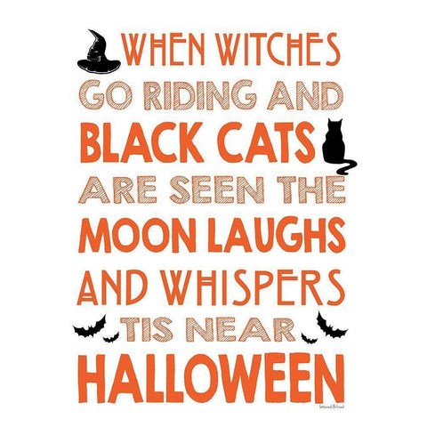 When Witches Go Riding Black Modern Wood Framed Art Print by Lettered and Lined