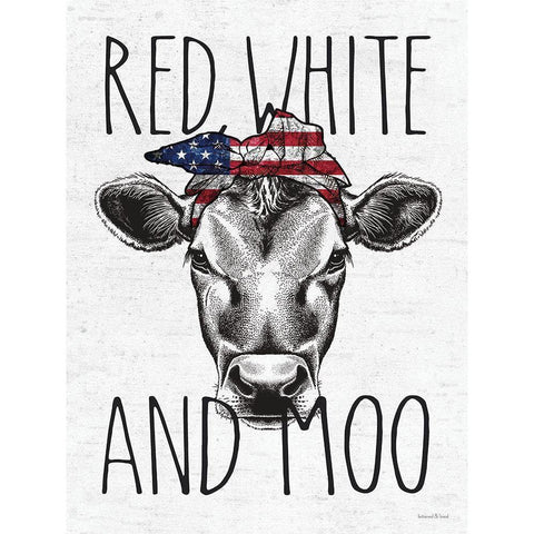 Red-White and Moo White Modern Wood Framed Art Print by Lettered And Lined