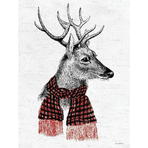 Holiday Reindeer   Gold Ornate Wood Framed Art Print with Double Matting by lettered and lined