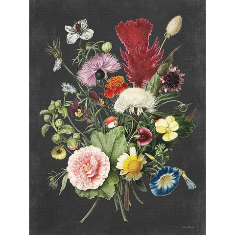 Vintage Bouquet Gold Ornate Wood Framed Art Print with Double Matting by Lettered And Lined