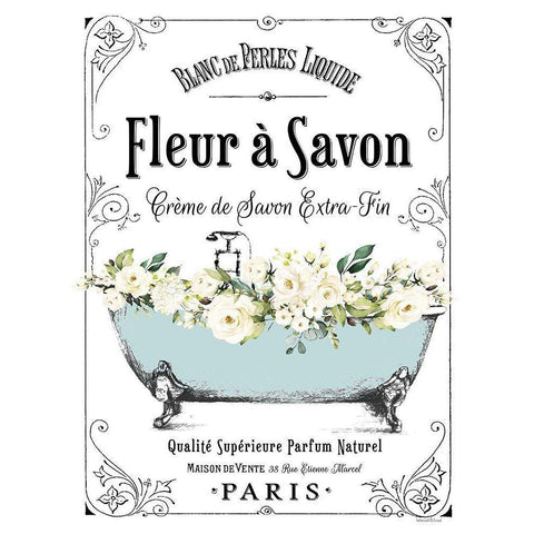 French Bathroom Set I Gold Ornate Wood Framed Art Print with Double Matting by Lettered And Lined