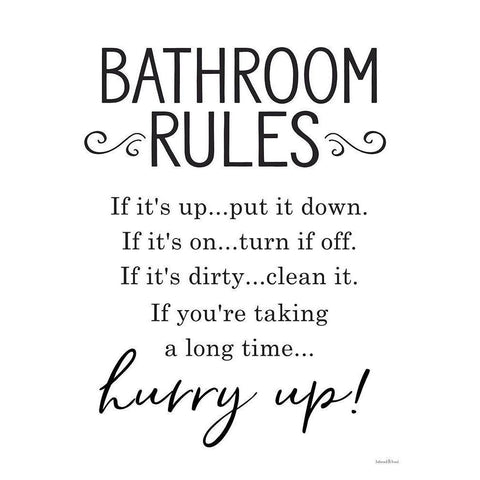 Bathroom Rules White Modern Wood Framed Art Print by Lettered And Lined