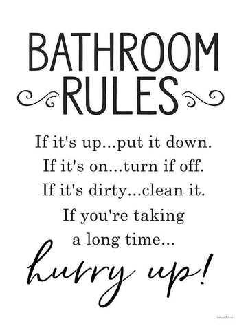 Bathroom Rules White Modern Wood Framed Art Print with Double Matting by Lettered And Lined