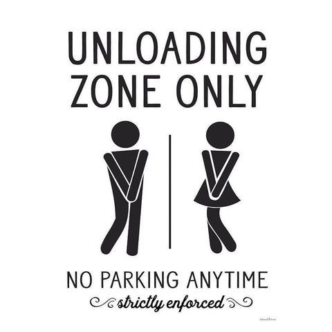 Unloading Zone Only Black Modern Wood Framed Art Print with Double Matting by Lettered And Lined