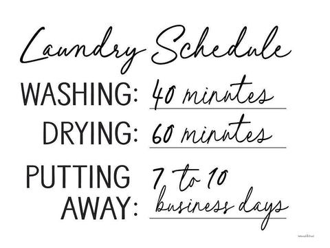 Laundry Schedule White Modern Wood Framed Art Print with Double Matting by Lettered And Lined