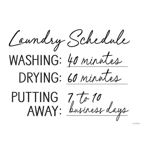 Laundry Schedule White Modern Wood Framed Art Print by Lettered And Lined