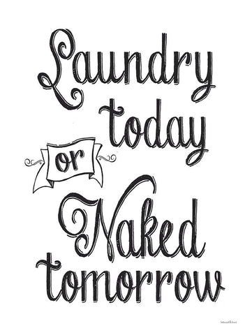 Laundry Today Black Modern Wood Framed Art Print by Lettered and Lined