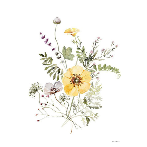 Wildflowers I White Modern Wood Framed Art Print by Lettered And Lined