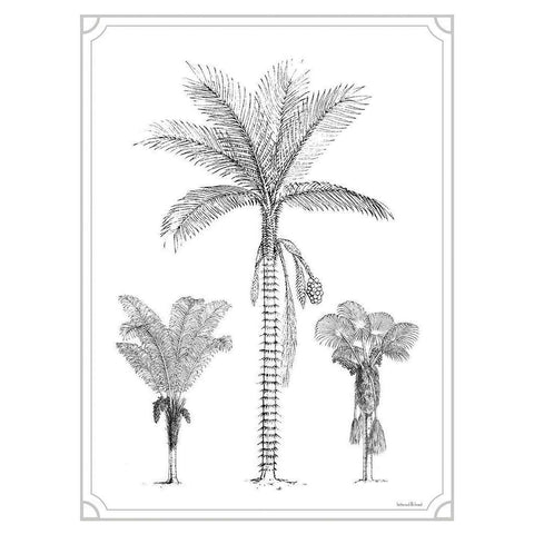 Palm Trio Gold Ornate Wood Framed Art Print with Double Matting by Lettered And Lined