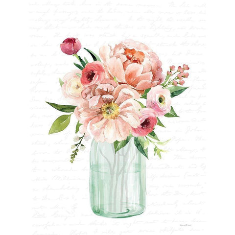 Spring Floral II Gold Ornate Wood Framed Art Print with Double Matting by Lettered And Lined