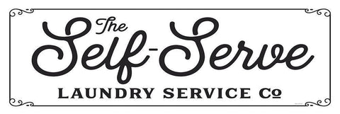 Self Serve Laundry Black Ornate Wood Framed Art Print with Double Matting by Lettered And Lined