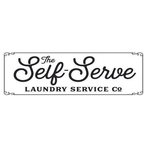Self Serve Laundry Gold Ornate Wood Framed Art Print with Double Matting by Lettered And Lined