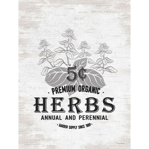 Herbs Black Modern Wood Framed Art Print with Double Matting by Lettered And Lined