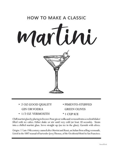 Martini Black Ornate Wood Framed Art Print with Double Matting by Lettered And Lined