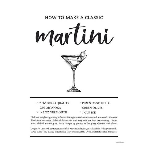 Martini White Modern Wood Framed Art Print by Lettered And Lined