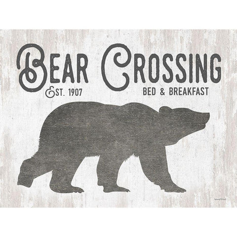 Bear Crossing Black Modern Wood Framed Art Print with Double Matting by Lettered And Lined